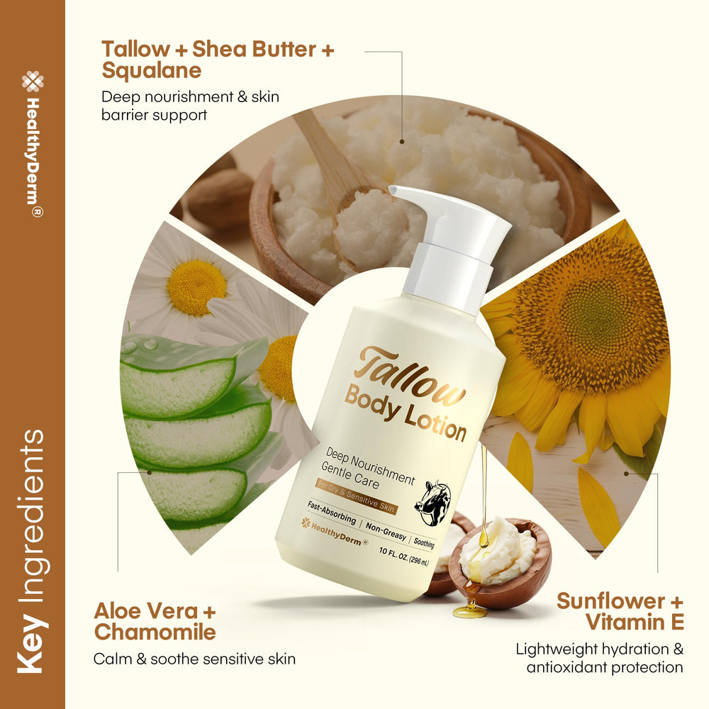 HealthyDerm crema tallow calma piel sensible con manzanilla dorada y aloe