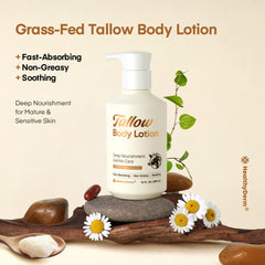 HealthyDerm crema de cuerpo tallow textura blanca que se extiende suavemente