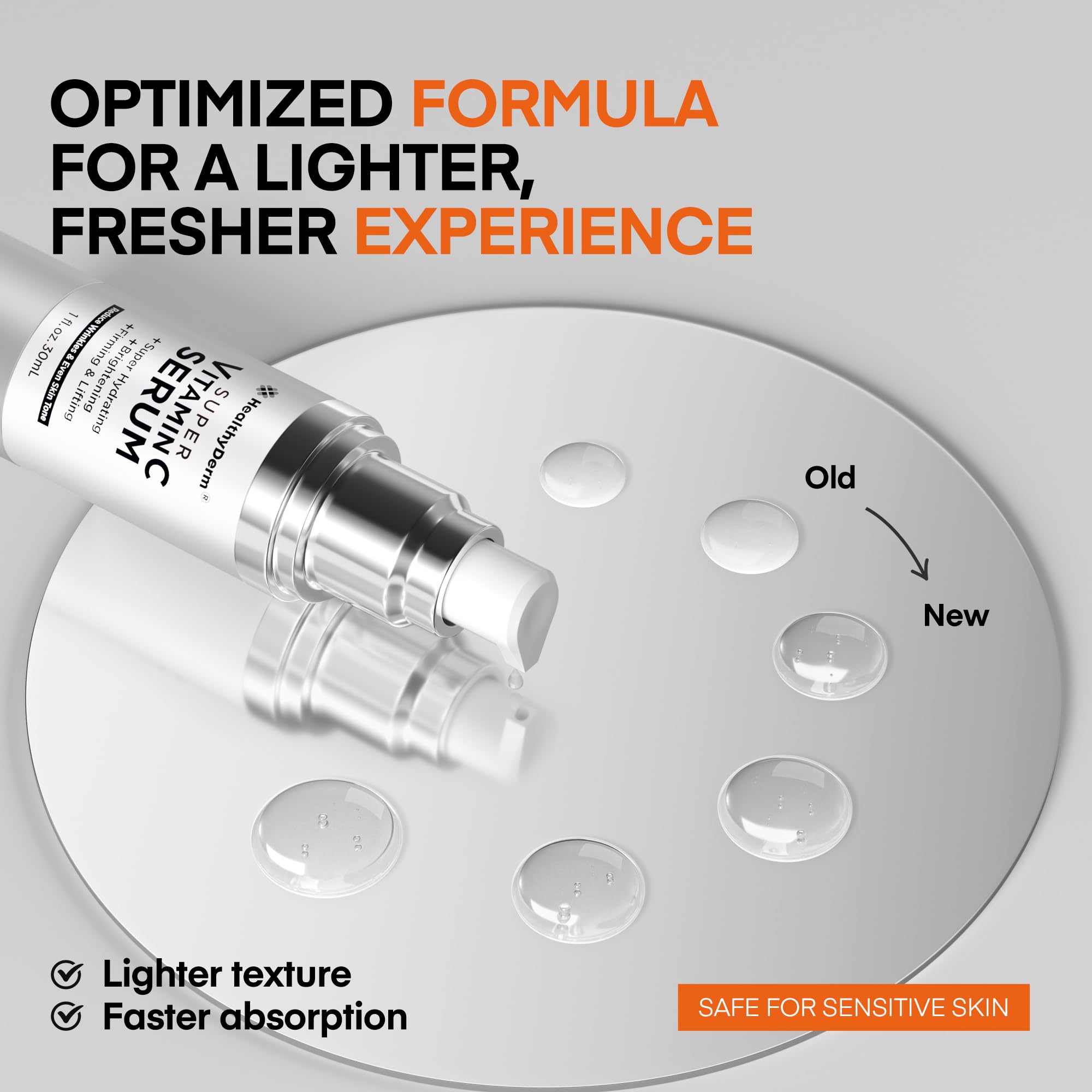 HealthyDerm hyaluronic acid droplets indicating intense hydration.