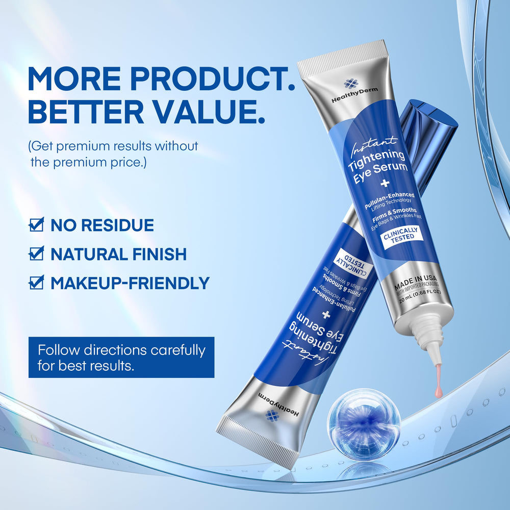 HealthyDerm Instant Eye Lift Serum for travel and jet lag recovery.