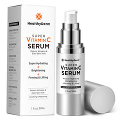 HealthyDerm Super Vitamin C Serum bottle for radiant, even-toned skin.