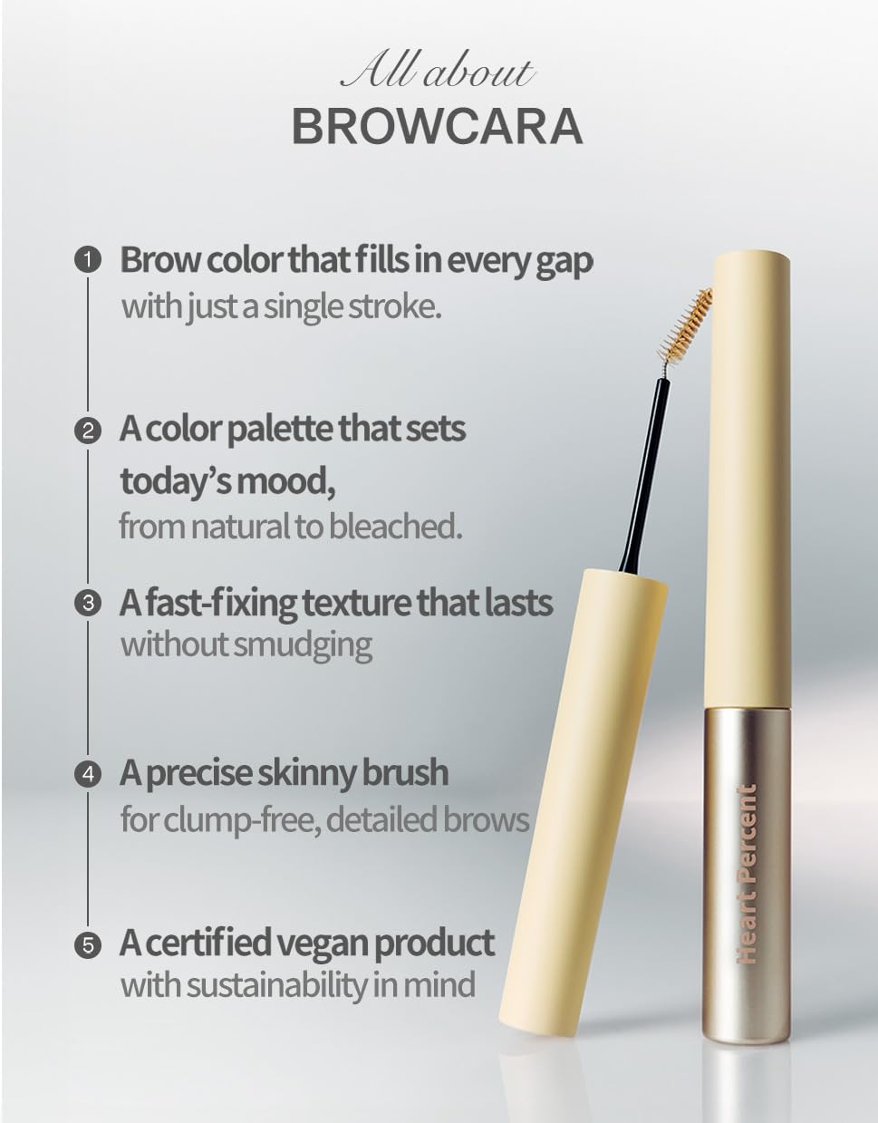 Heart Percent Dote On Mood Browcara: cepillo ultra fino evita grumos.