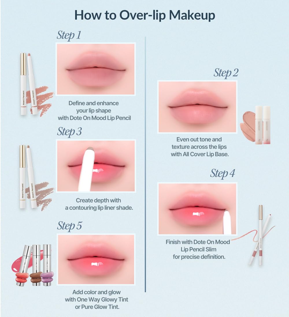 Heart Percent Dote On Mood textura cremosa que desliza fácilmente sobre labios