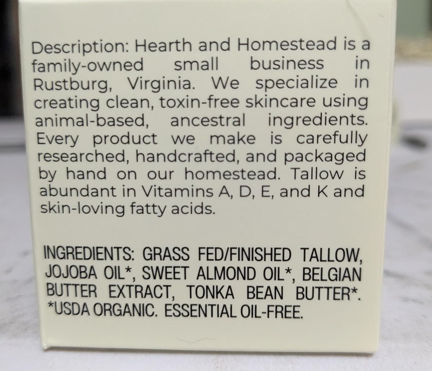 Hearth and Homestead natural ingredients almond tonka butter extract for hydration