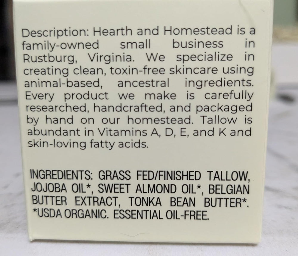Hearth and Homestead natural ingredients almond tonka butter extract for hydration