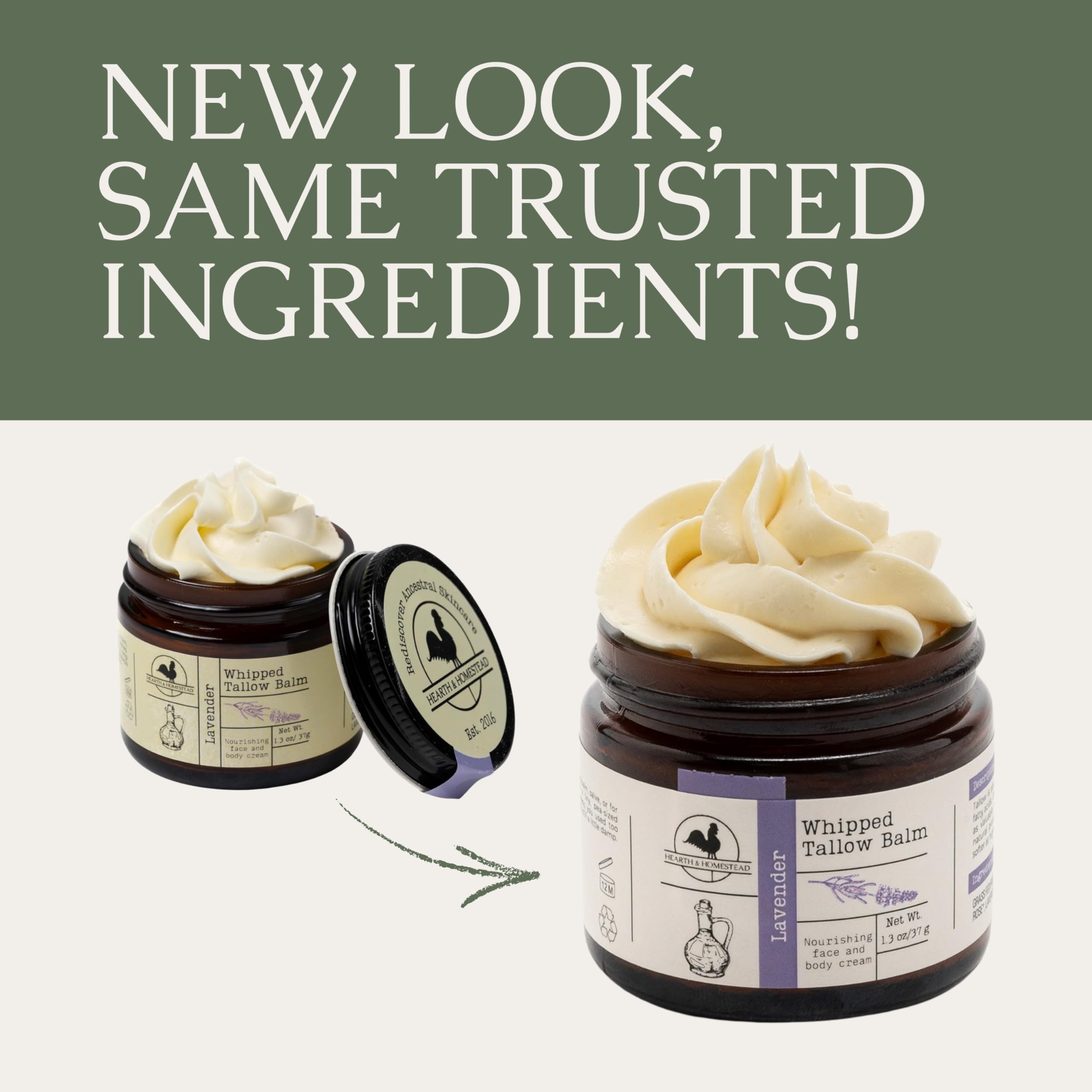 Hearth and Homestead packaging label, eco-friendly and free of artificial additives.