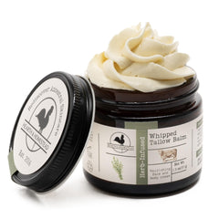 Hearth and Homestead whipped tallow balm unscented jar — creamy texture for daily nourishment.