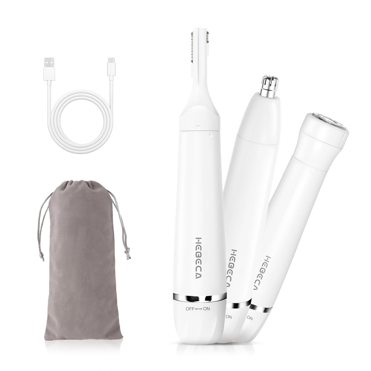HEBECA 3-in-1 nose trimmer for precise facial grooming on the go.