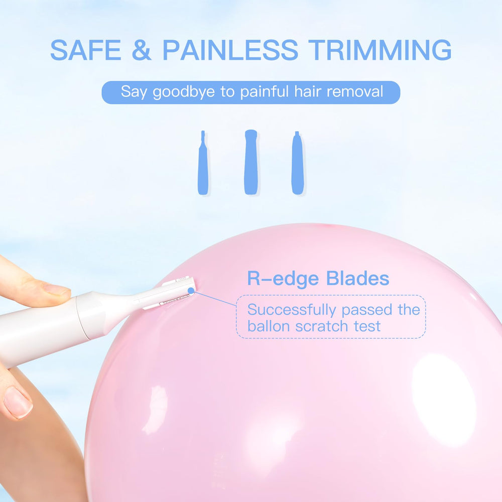 Hypoallergenic stainless steel blades for comfortable facial hair removal.