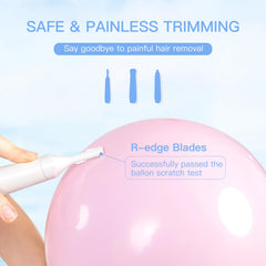 Hypoallergenic stainless steel blades for comfortable facial hair removal.