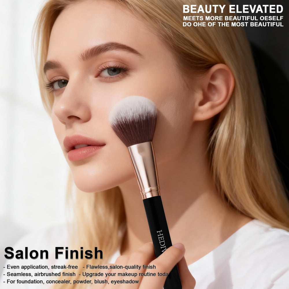 HEDIVIA blush brush creates even color and sculpted cheeks.