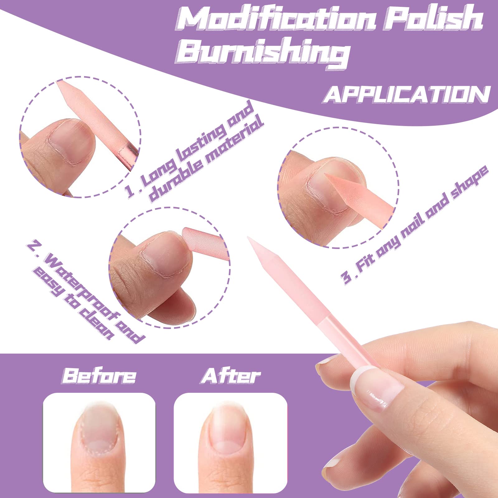 heemeei glass cuticle file helps clean and shape with a smooth edge.