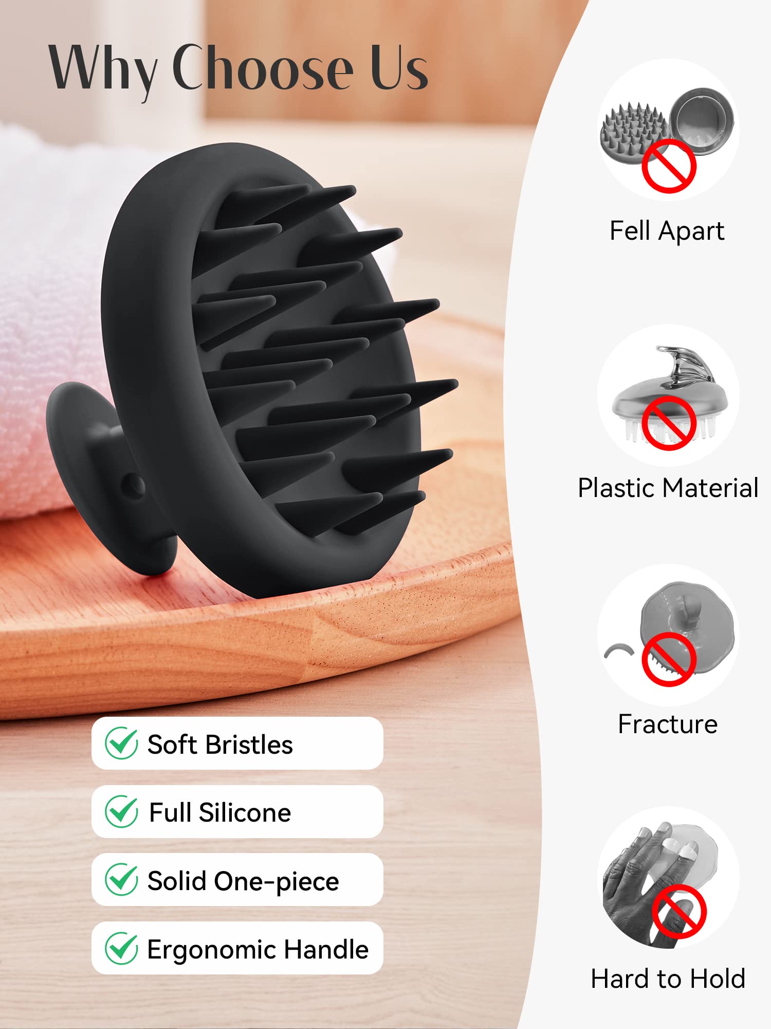 HEETA scalp brush deeply cleanses to remove dirt and buildup for refreshed hair.