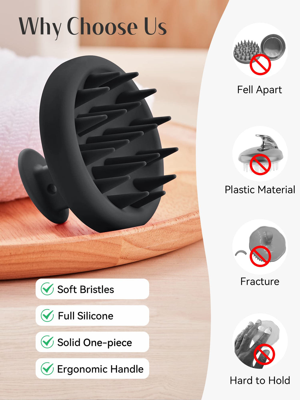 HEETA scalp brush deeply cleanses to remove dirt and buildup for refreshed hair.