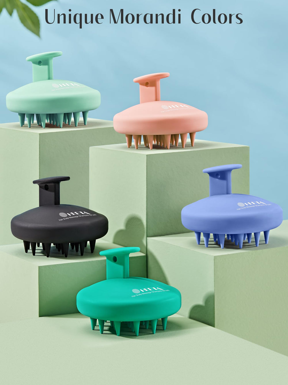 HEETA scalp massager boosts lather and shampoo effectiveness during showers.
