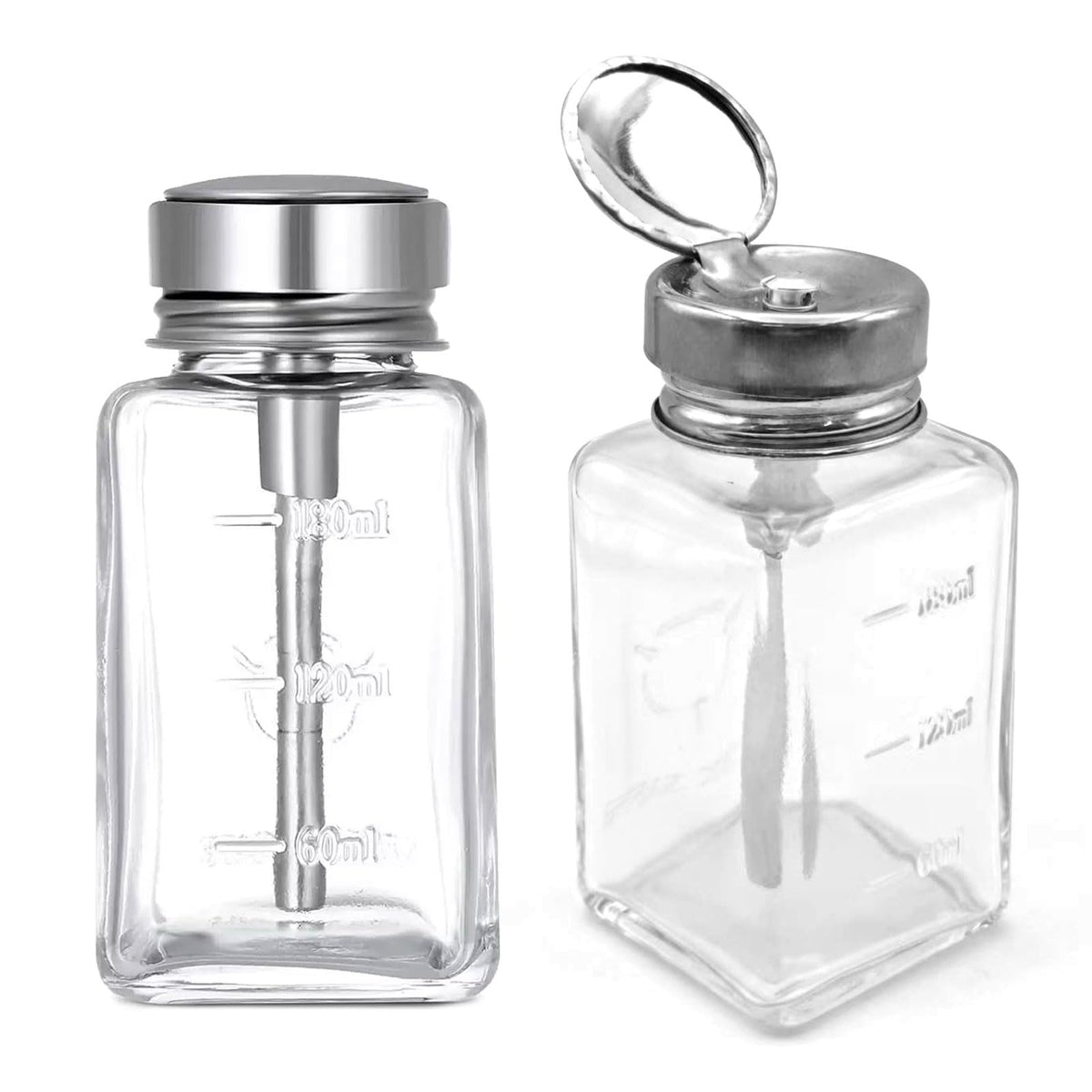 La HEHIPLE botella con dispensador de vidrio 180 ml para desmaquillante y lociones.