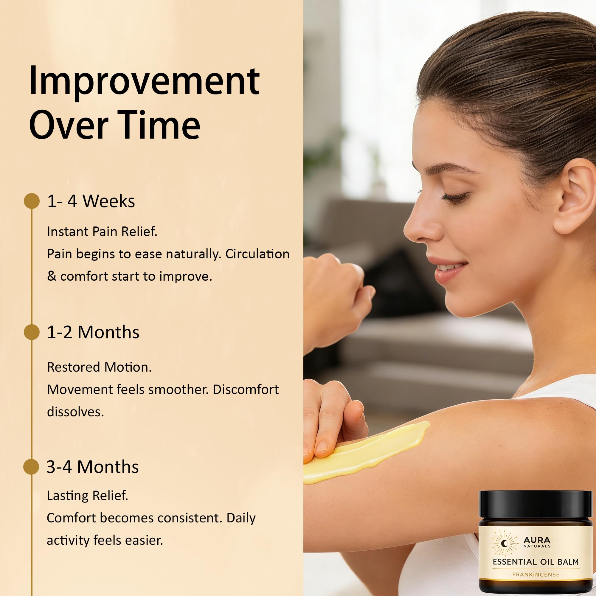 Heidelux Aura Naturals balm on forearm during quick absorption demonstration.