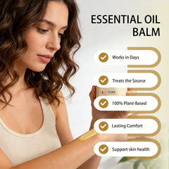 Heidelux Aura Naturals balm texture showing fast-absorbing formula for tired muscles.