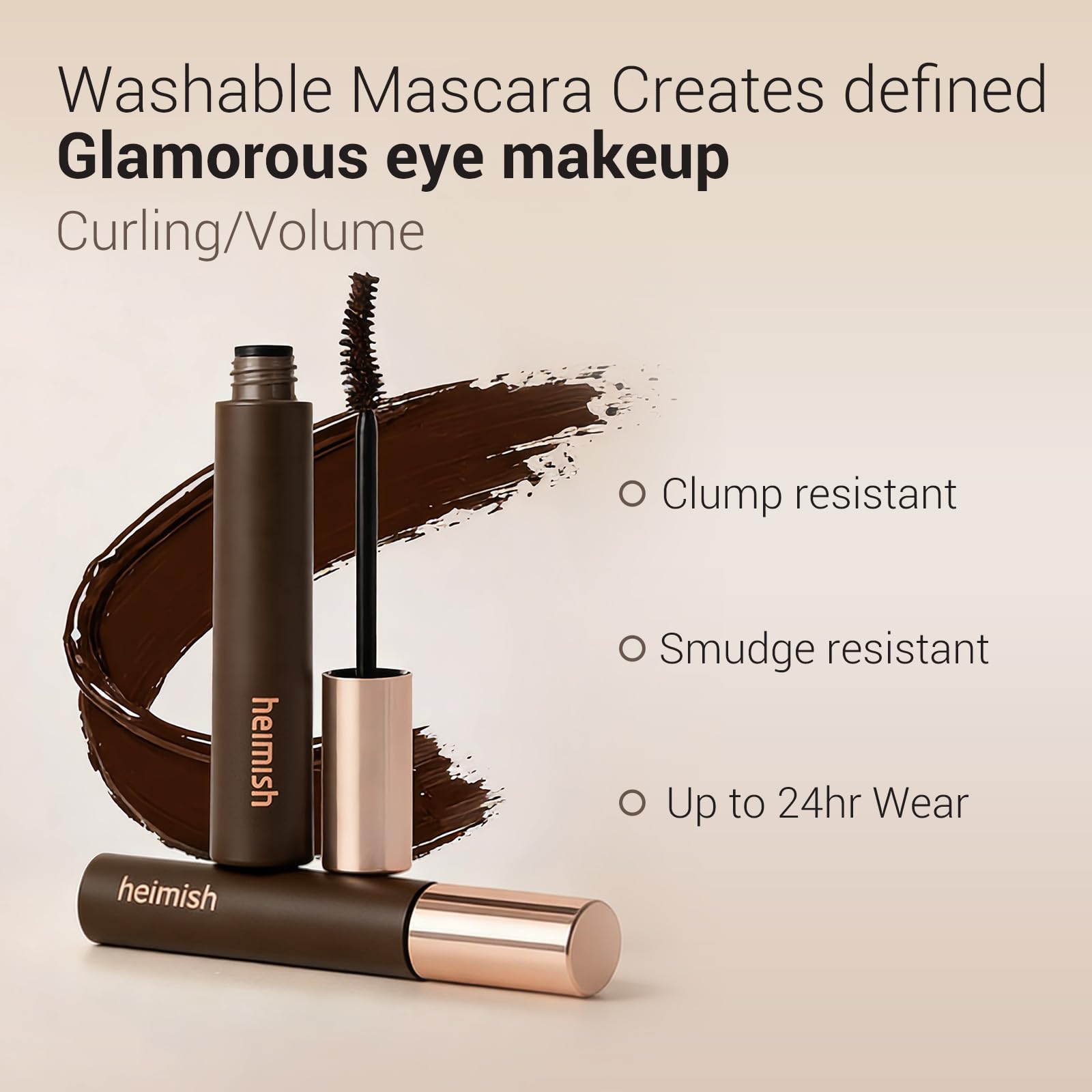 HEIMISH Dailism Mascara con aplicador curvado realza rizos desde la raíz.