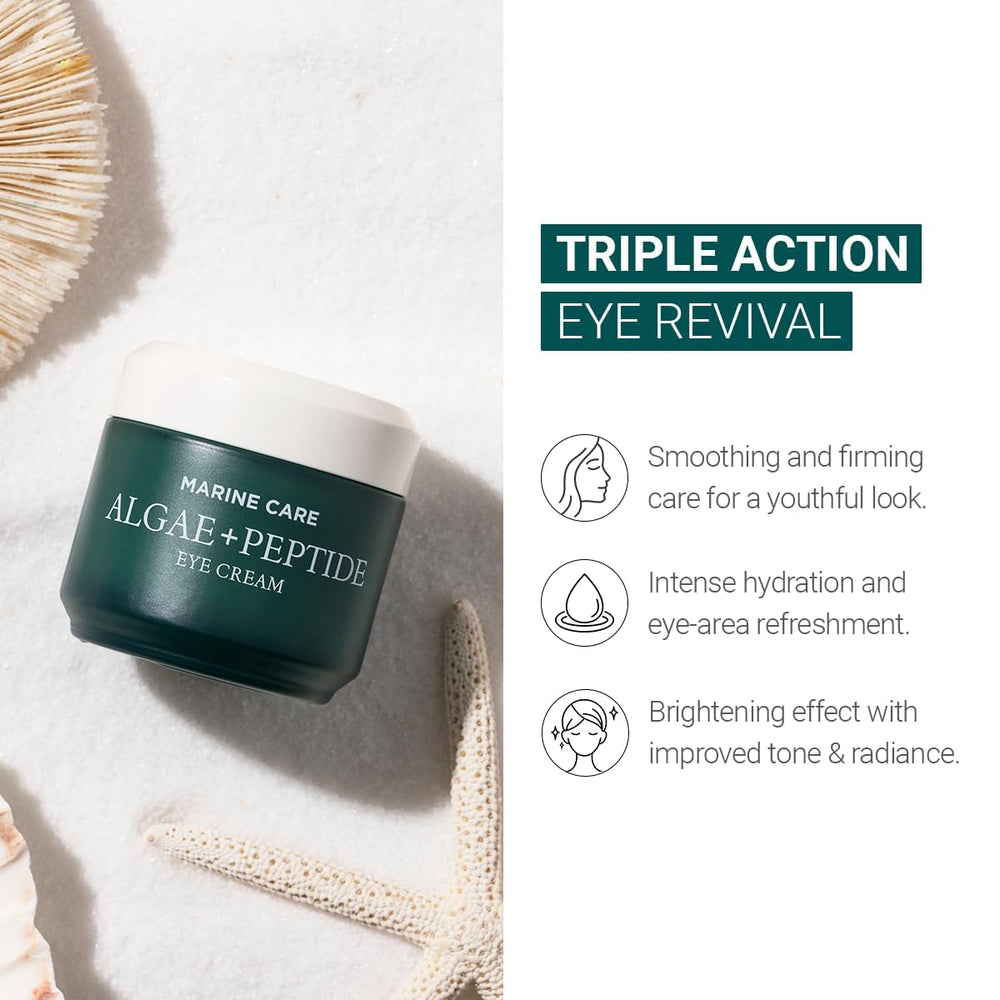 HEIMISH Marine Care Crema ojos con aplicador metálico frío para masaje práctico.