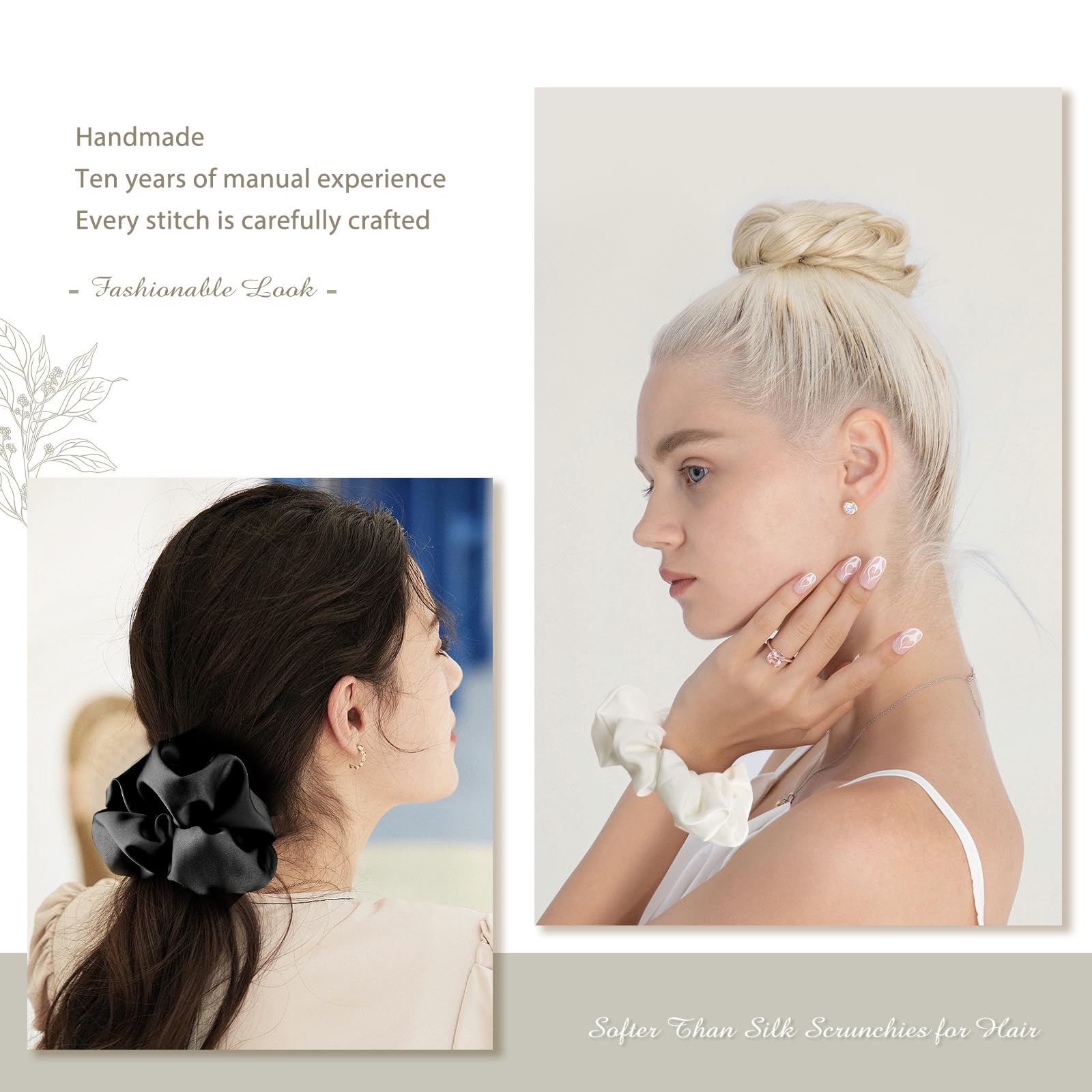 Helamvly gomas satén jumbo blanco, acabado lujoso para peinados elegantes.