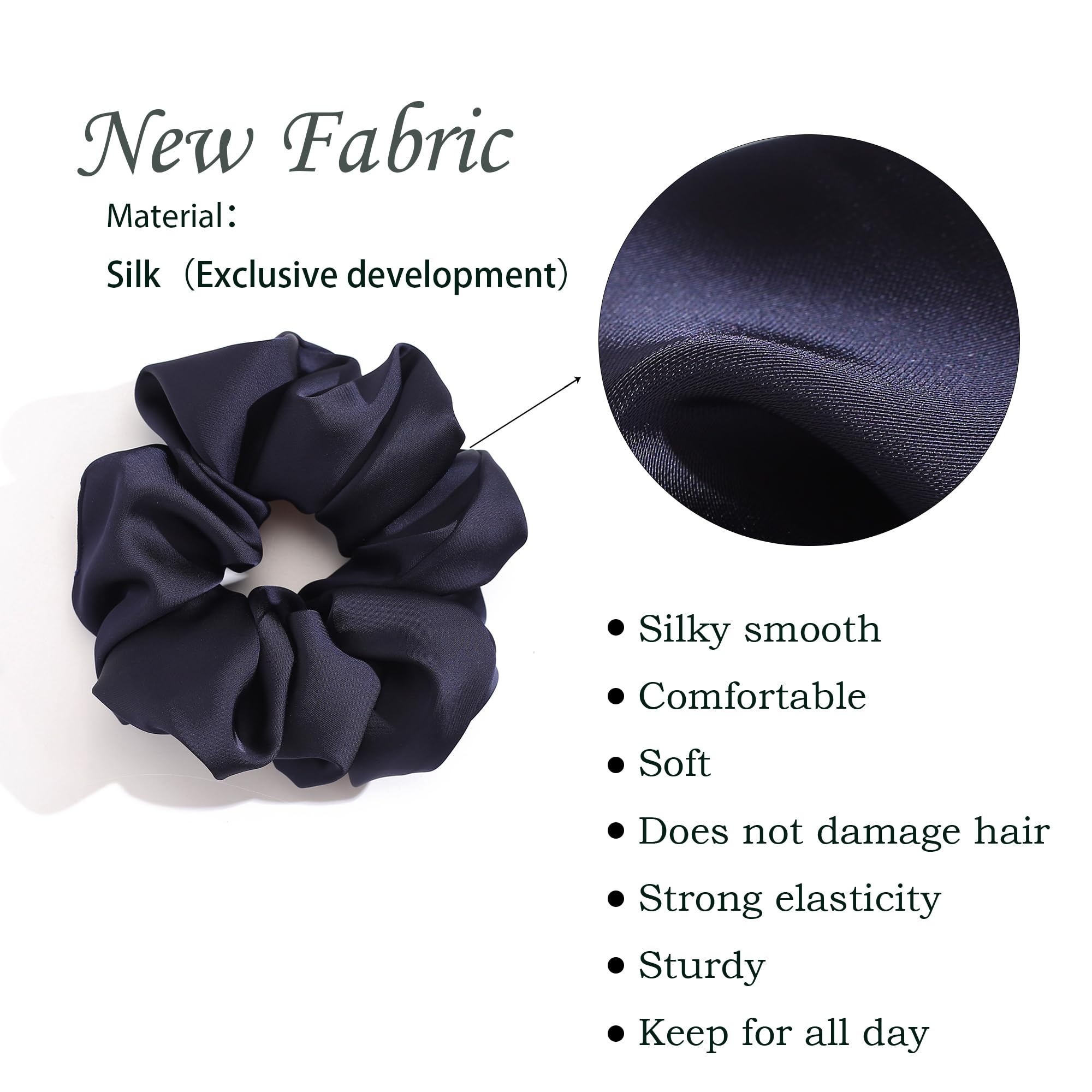 Helamvly scrunchies grandes de seda en marrón para coleta elegante.