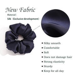 Helamvly scrunchies grandes de seda en marrón para coleta elegante.