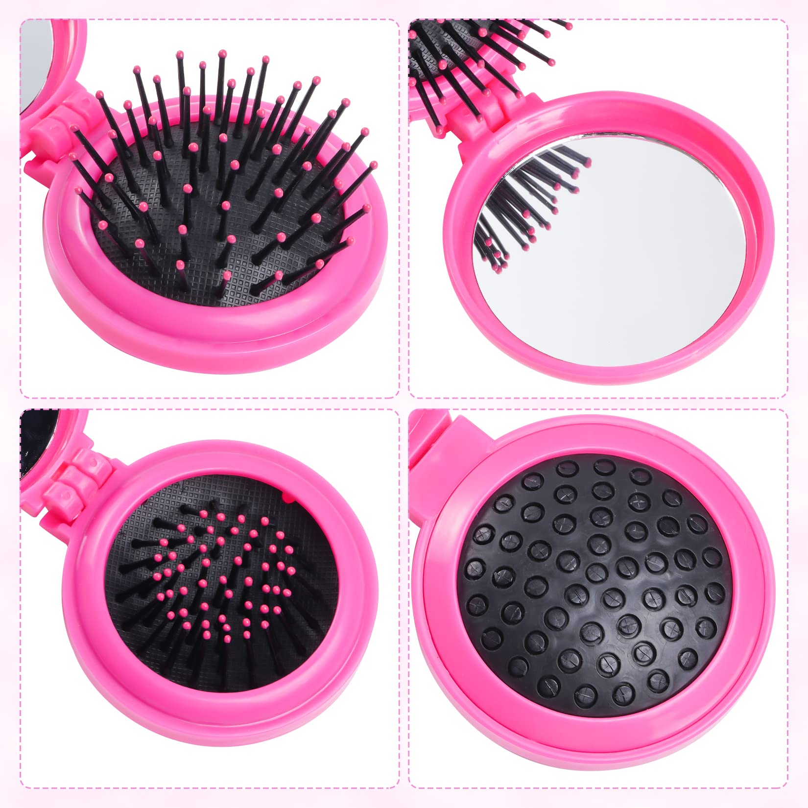 Heliltd mini pop-up brush with mirror, quick knot detangling anytime.
