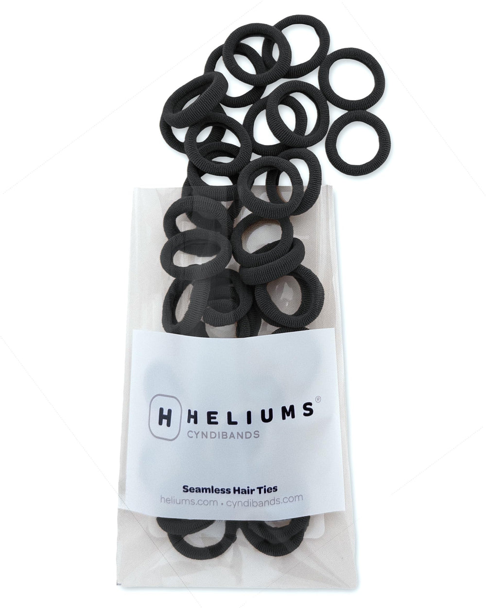 Heliums coleteros sin costuras mini negro para coletas delicadas.