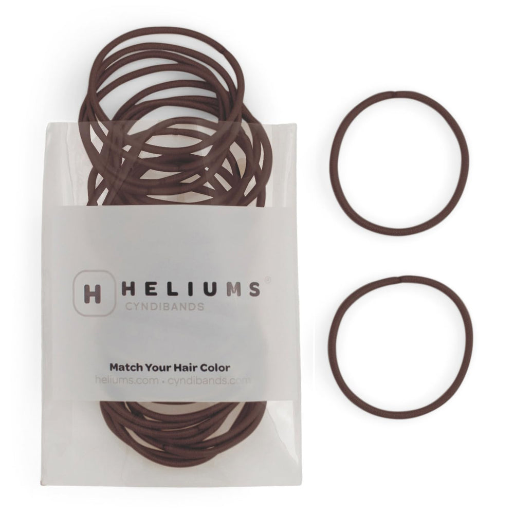 Heliums elásticos para cabello fino en marrón oscuro, cómodo para peinados diarios.