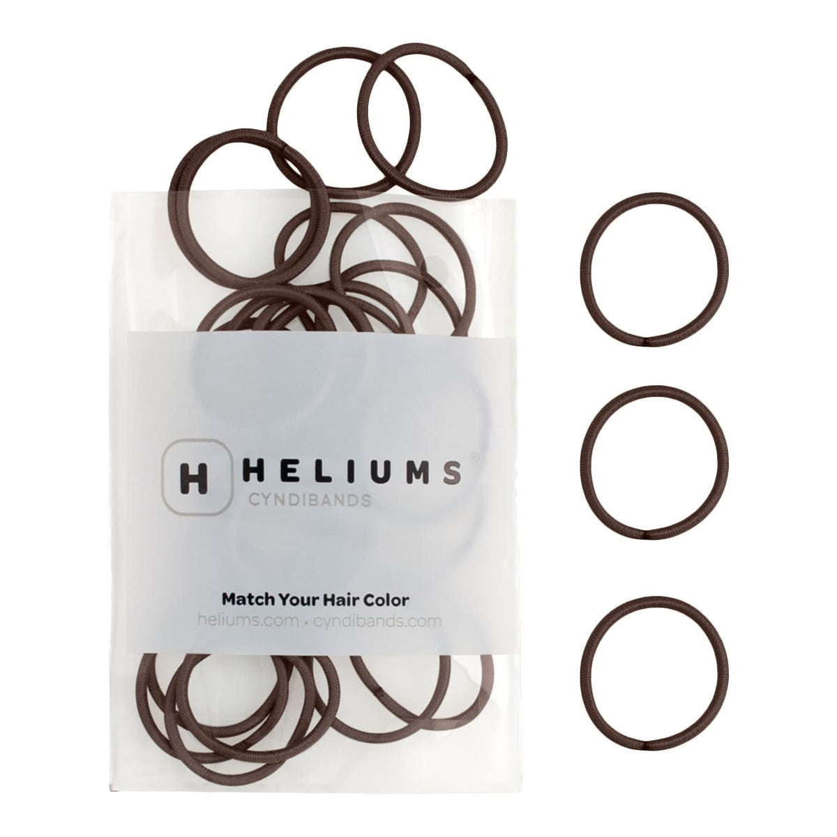 Heliums gomas-cabello-pequenas-marron-oscuro para cabello fino, ideal para peinados diarios.