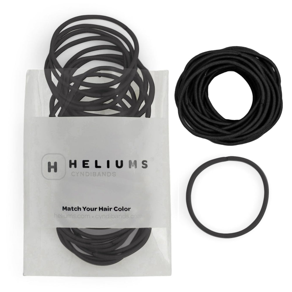 Heliums lazo delgado negro 2 mm, sujeción estable para cabello fino.