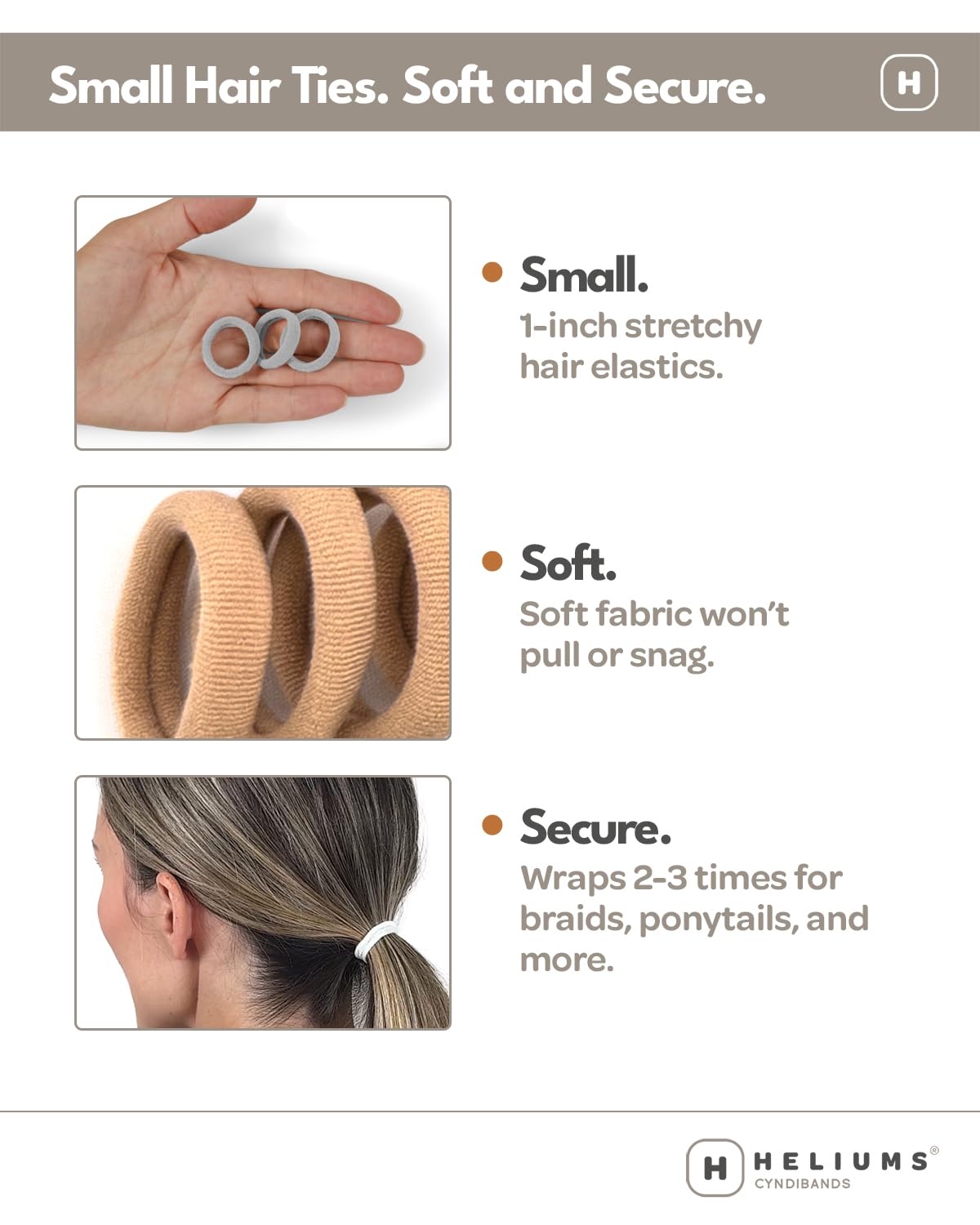 Lazo Heliums para cabello fino en negro con sujeción suave.