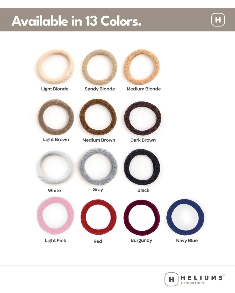 Heliums lazos colores sólidos para rubio, castaño, gris.
