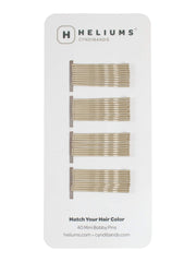 Heliums pinzas mini Rubio Ceniza, 40 unidades, ajuste suave para cabello fino.