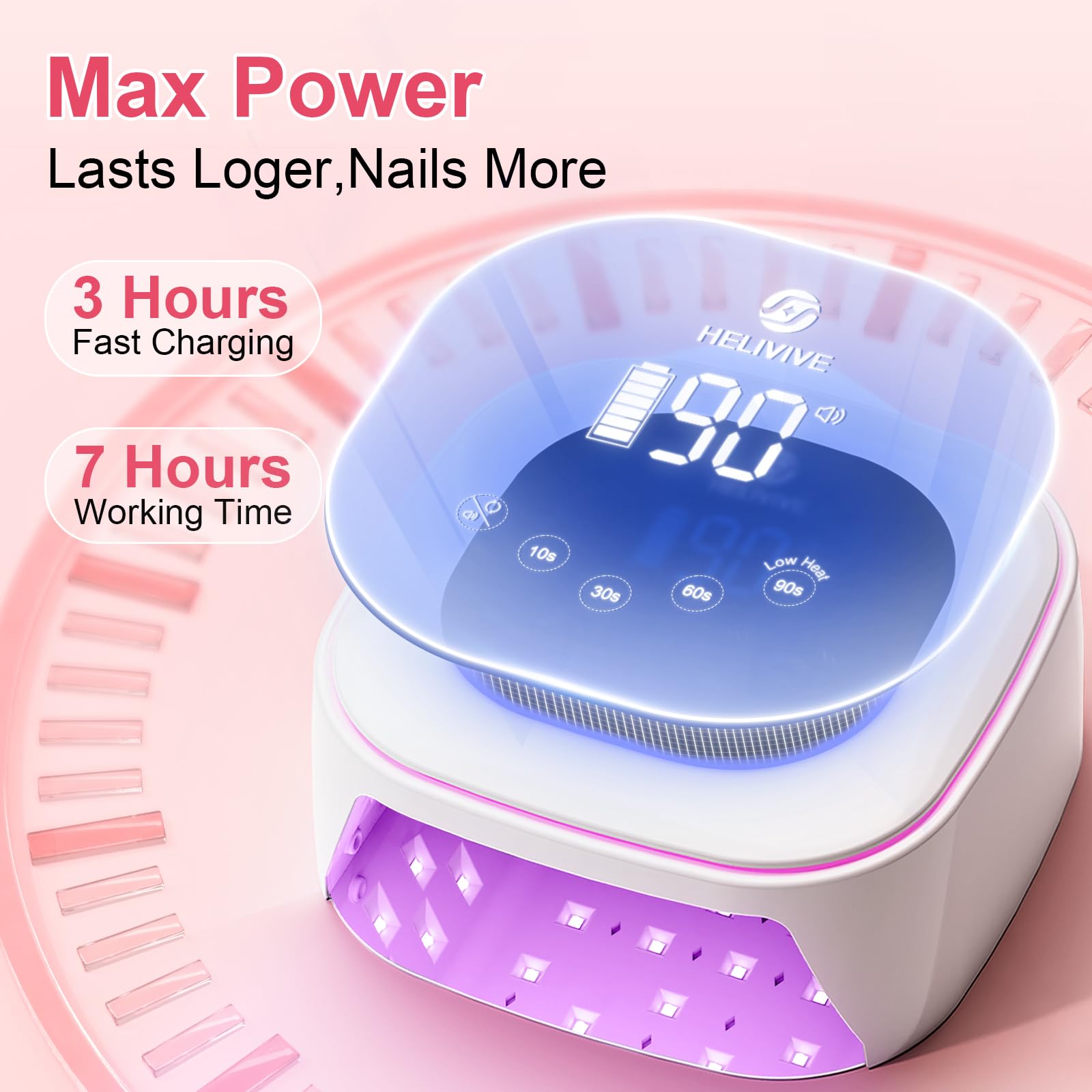 HELIVIVE Four-timer settings help maintain consistent gel results across steps.
