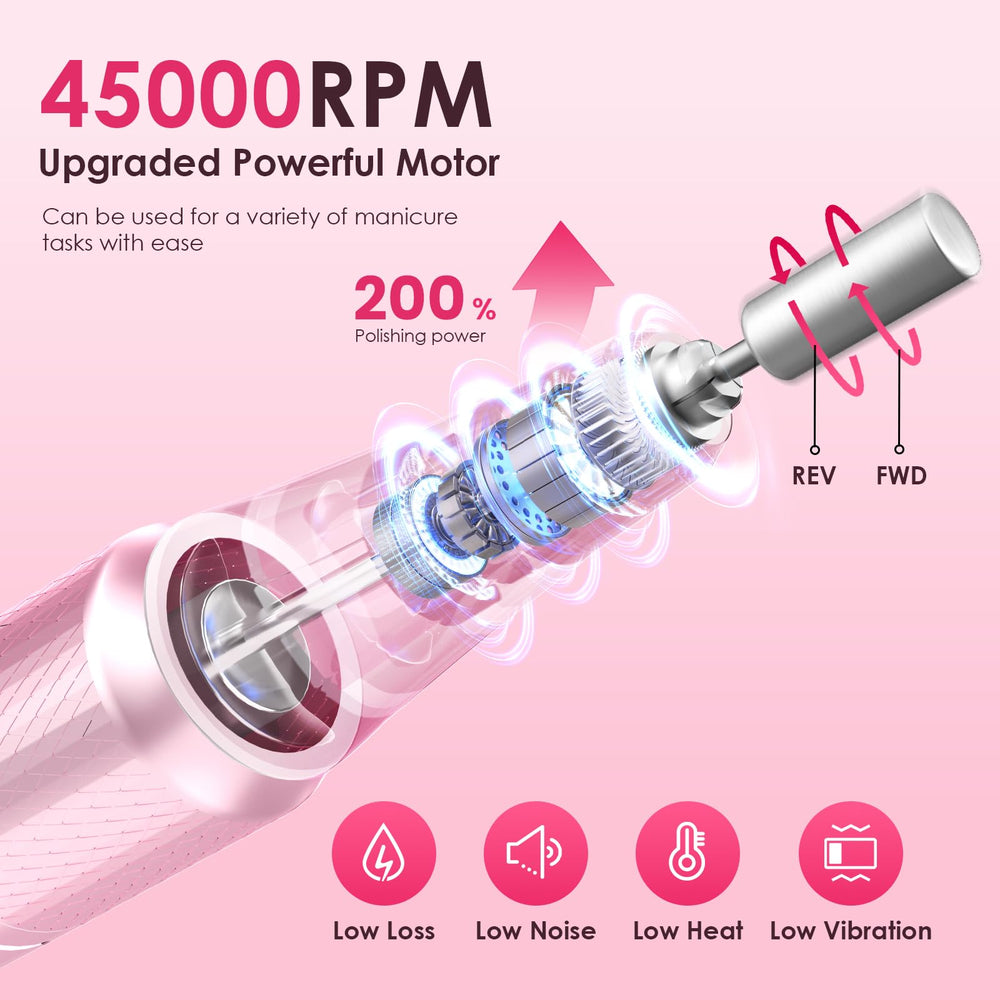 HELIVIVE nail drill side view shows portable ergonomics for comfortable handling during long sessions.
