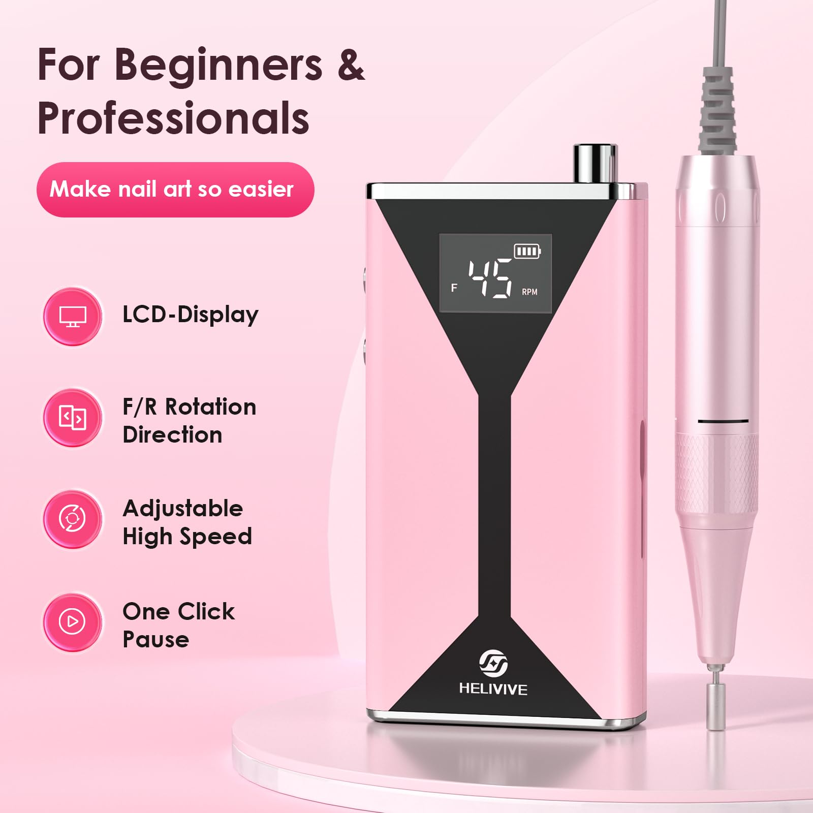 HELIVIVE salon-home use image showcases professional quality for both home and studio nails.