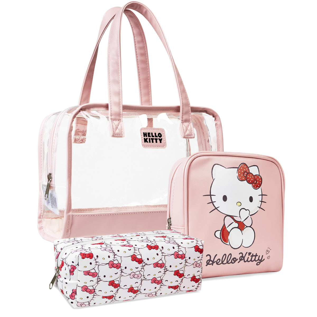 Hello Kitty large clear toiletry bag with handles for quick access and easy packing