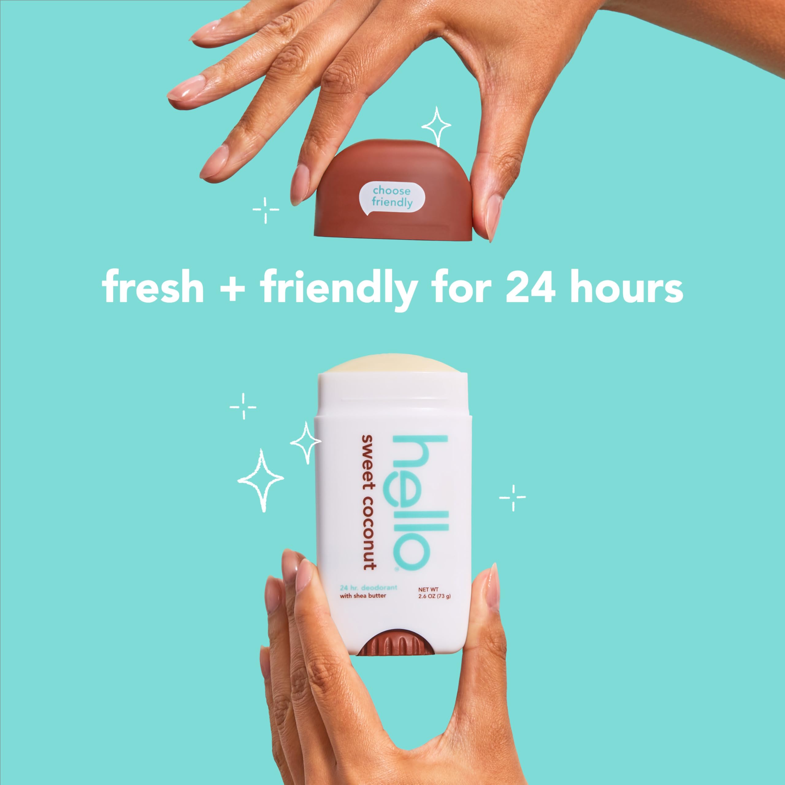 Hello Sweet Coconut packaging emphasizes vegan and dermatologist-tested credentials.