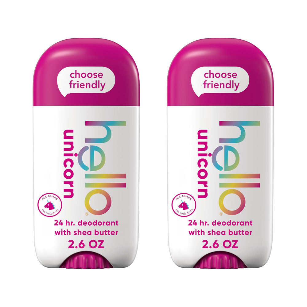Desodorante hello Unicorn sin aluminio en pack doble para uso diario.
