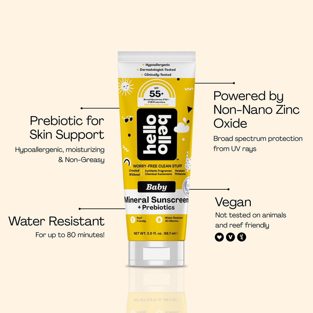 Hello Bello SPF 55: resistente al agua hasta 80 minutos