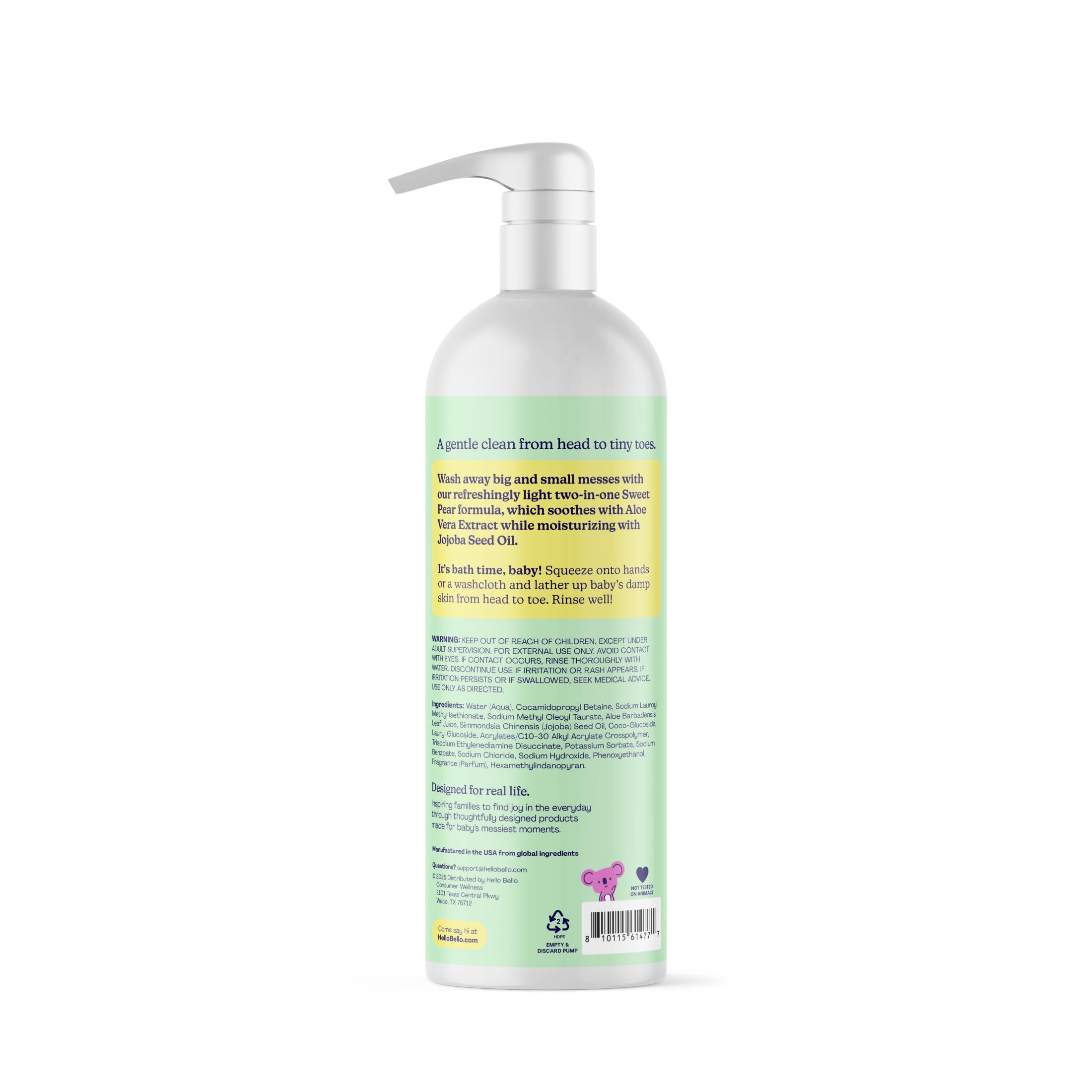 Hello Bello Sweet Pear aroma a manzana verde para baño fresco y agradable.