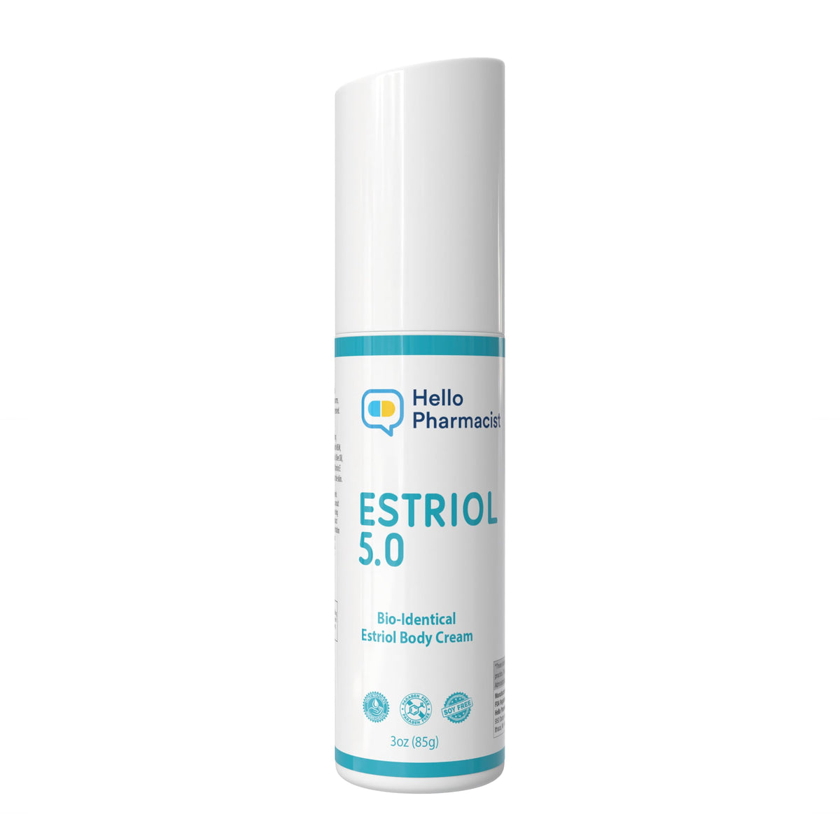 HelloPharmacist estriol 5.0 bottle pump ready for easy daily application, supporting hydration and skin comfort.