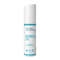 HelloPharmacist estriol 5.0 bottle pump ready for easy daily application, supporting hydration and skin comfort.