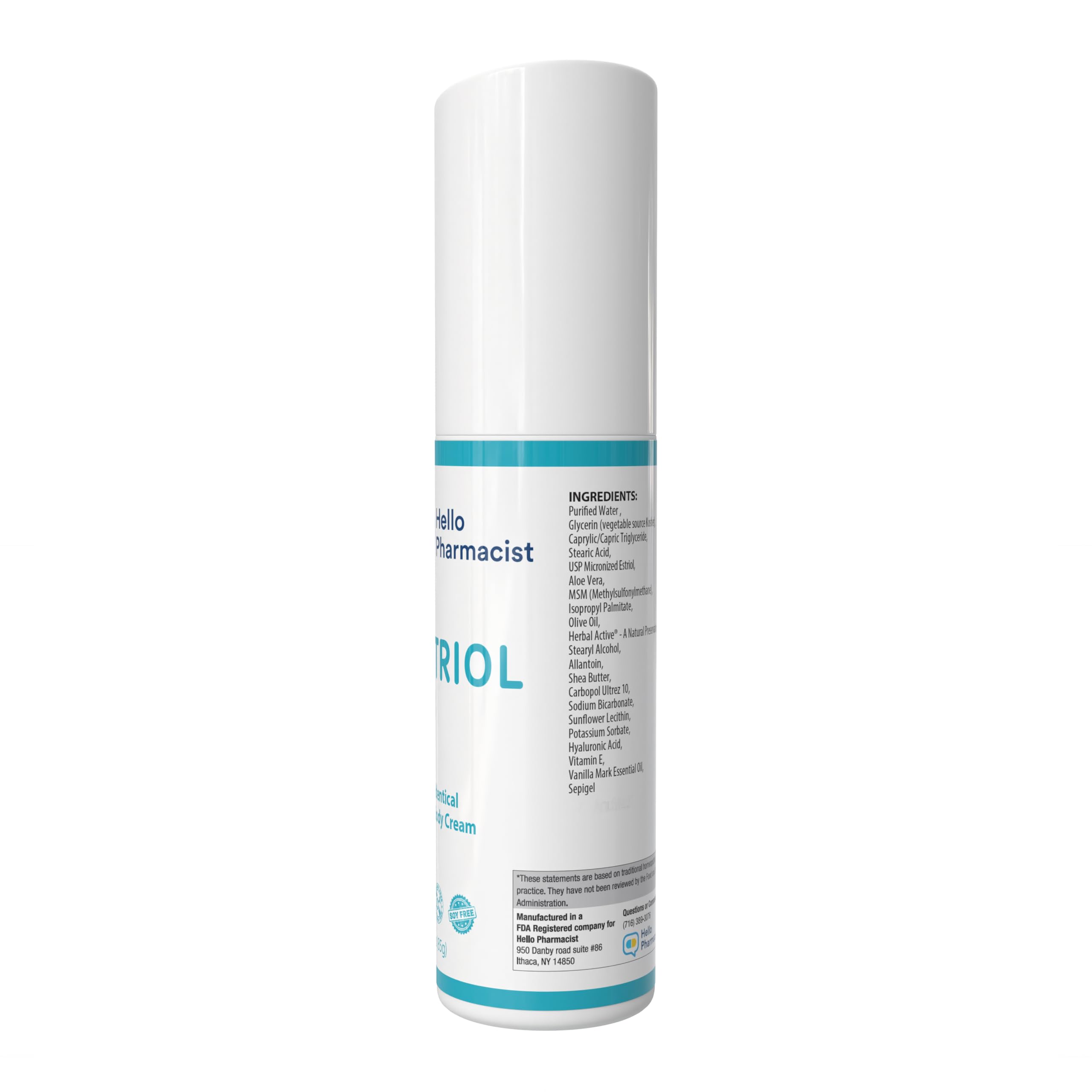 HelloPharmacist estriol 5.0 packaging box highlights professional formula and safety.