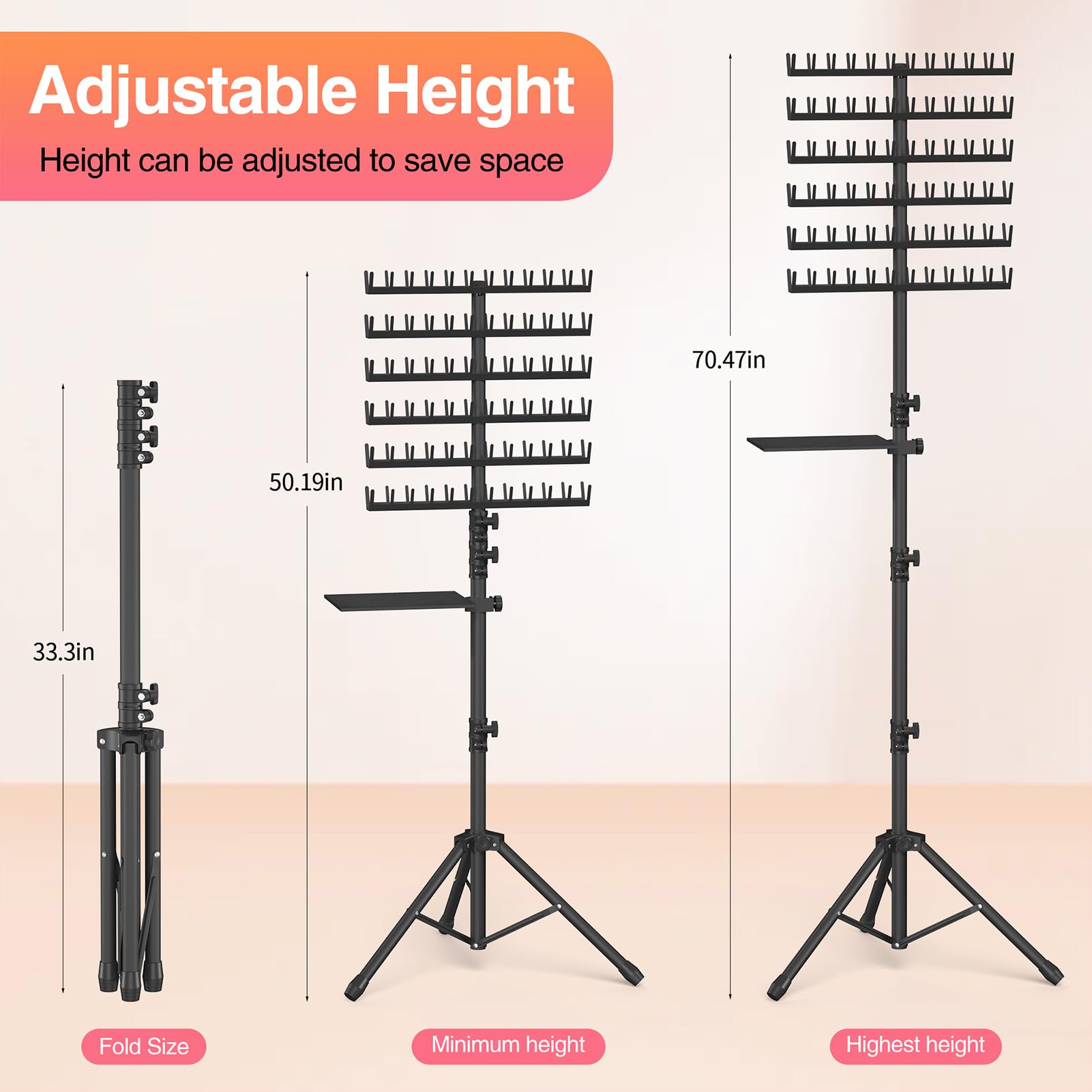 Hemndic Braiding Hair Rack foldable base for easy storage and transport.