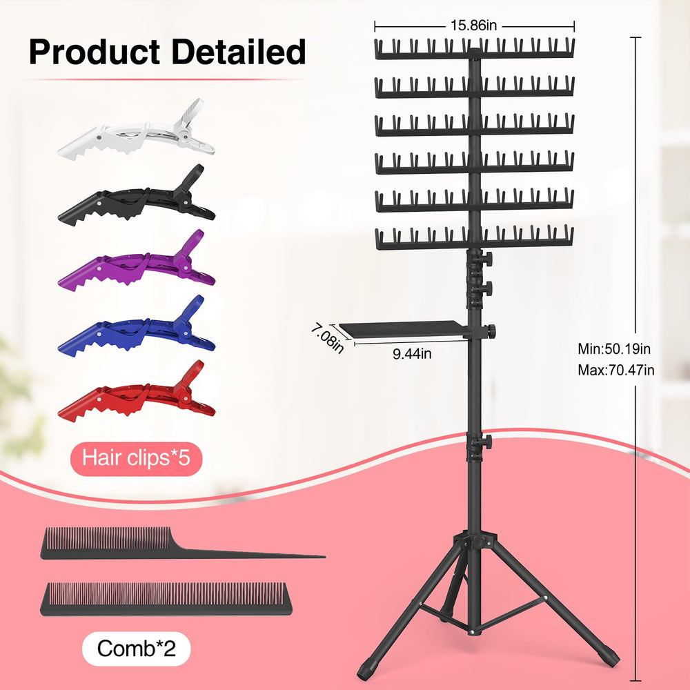 Hemndic Braiding Hair Rack height adjustment supports table or floor setup.