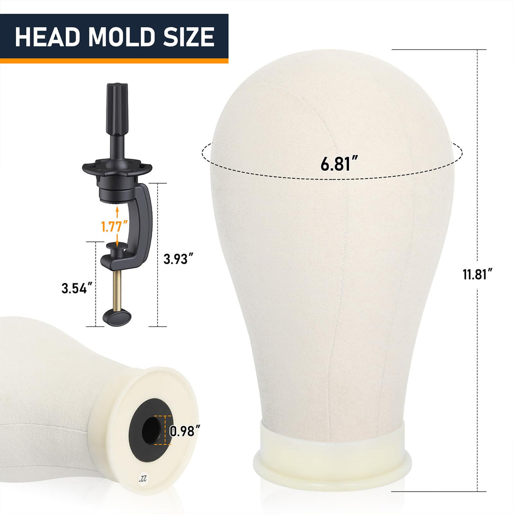 Hemndic wig head clamp for extra support during styling.