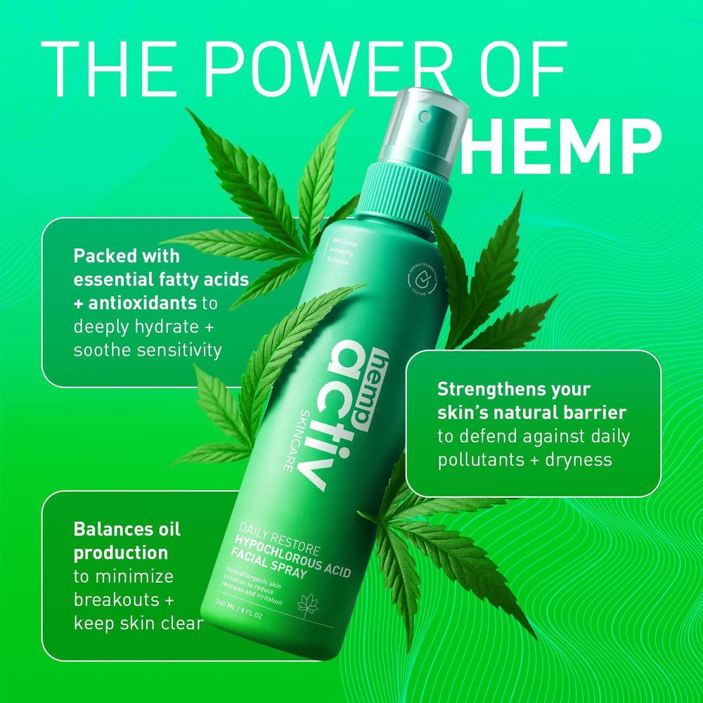 HEMPACTIV 8oz bottle shown as a portable skincare staple for daily use.
